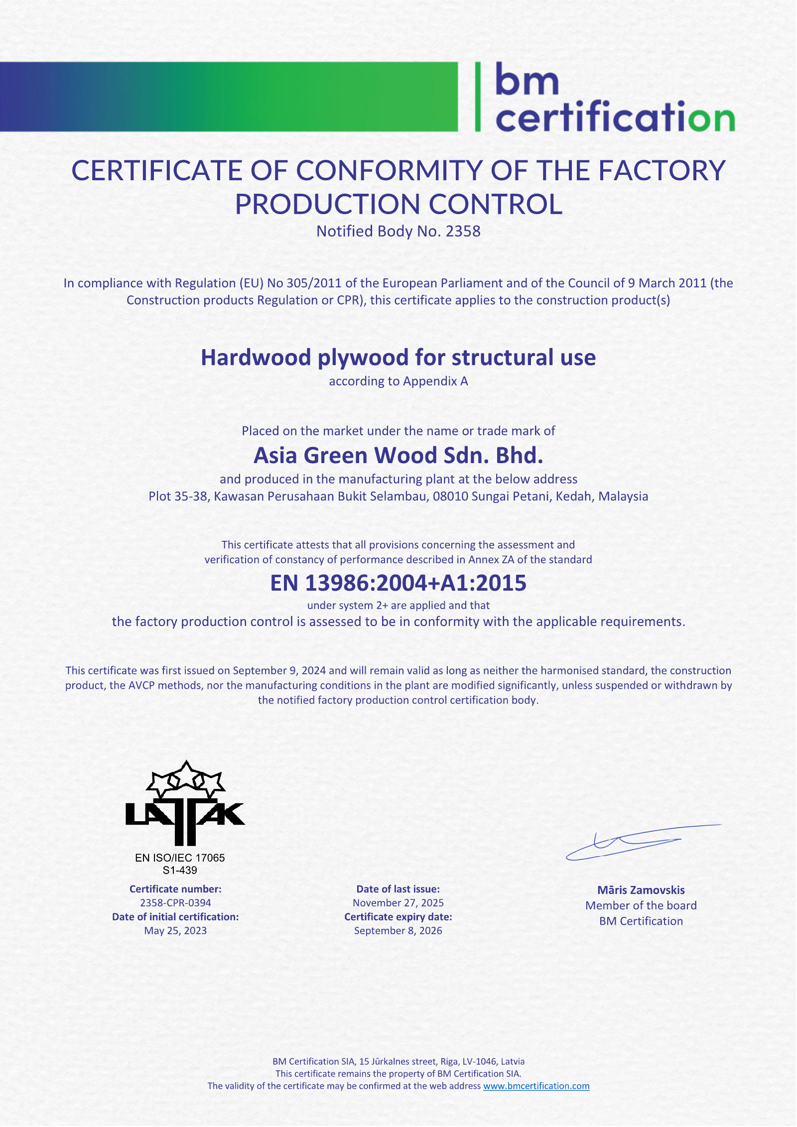 CE Marking — EN 13986 preview