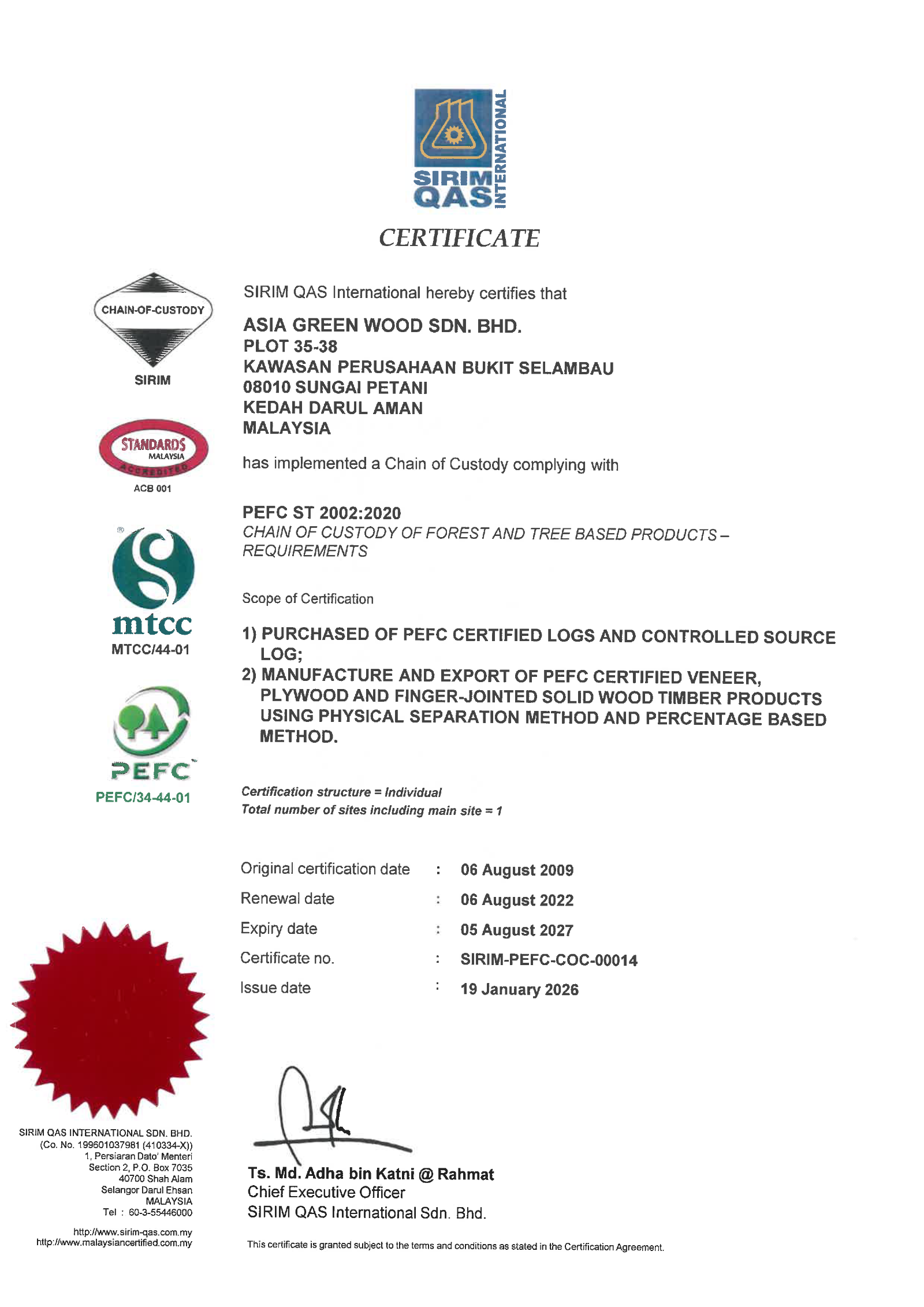 PEFC™ Chain of Custody preview